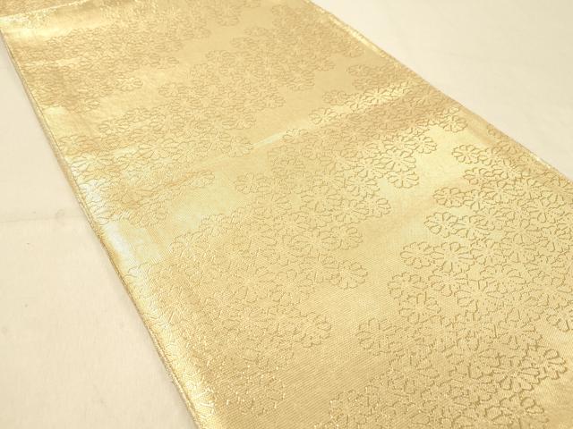平和屋着物◎両面　六通柄袋帯　亀甲重ね花文　金糸　正絹　逸品　DAAY4518jm