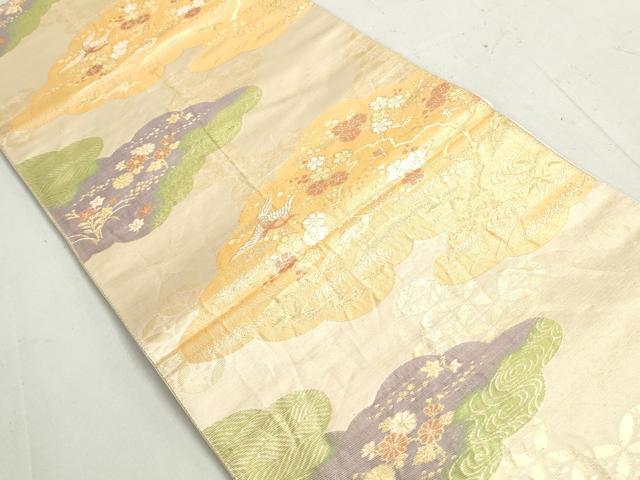 平和屋着物◎六通柄袋帯　花鳥枝梅文　金糸　正絹　逸品　DAAY4539qa