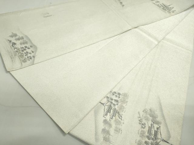 平和屋着物◎綴れ　太鼓柄袋帯　作家物　風景文　銀糸　正絹　逸品　DAAY4546qa