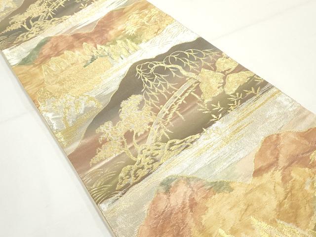 平和屋着物◎六通柄袋帯　渡橋風景文　金銀糸　正絹　逸品　DAAY4612qa