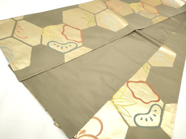 平和屋着物◎六通柄袋帯　亀甲文　松竹梅　金糸　正絹　逸品　DAAY4614qa