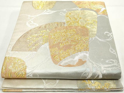 平和屋着物◎六通柄袋帯　地紙花文　金銀糸　正絹　逸品　DAAY4644qa