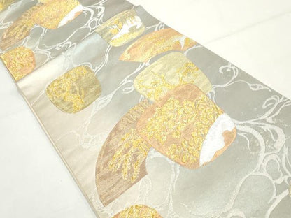 平和屋着物◎六通柄袋帯　地紙花文　金銀糸　正絹　逸品　DAAY4644qa
