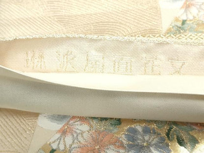 平和屋着物◎六通柄袋帯　唐織　琳派扇面花文　金糸　正絹　逸品　DAAY4685qa