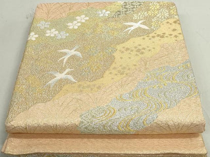 平和屋着物◎太鼓柄袋帯　道長花鳥文　金糸　正絹　逸品　DAAY4689qa