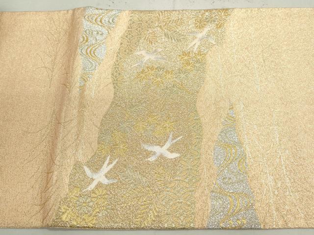 平和屋着物◎太鼓柄袋帯　道長花鳥文　金糸　正絹　逸品　DAAY4689qa