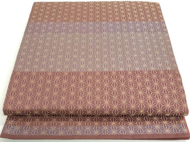 平和屋着物◎全通柄袋帯　麻の葉文　金糸　正絹　逸品　DAAY4704qa