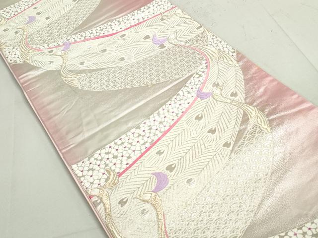 平和屋着物◎六通柄袋帯　唐織　孔雀文　金銀糸　正絹　逸品　DAAY4732qa