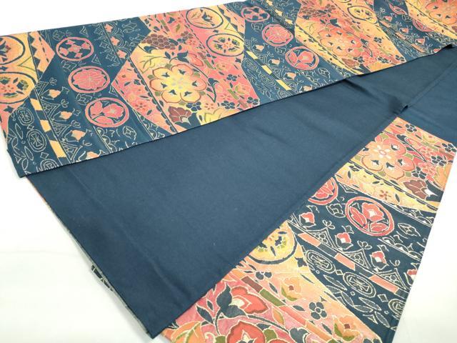 平和屋着物◎六通柄袋帯　更紗花丸文　金糸　正絹　逸品　DAAY4733qa