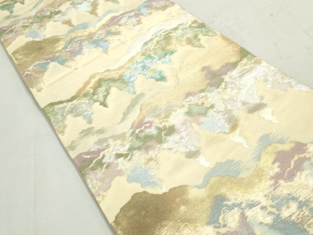 平和屋着物◎六通柄袋帯 幾何学文 金銀糸 正絹 逸品 DAAY4741qa