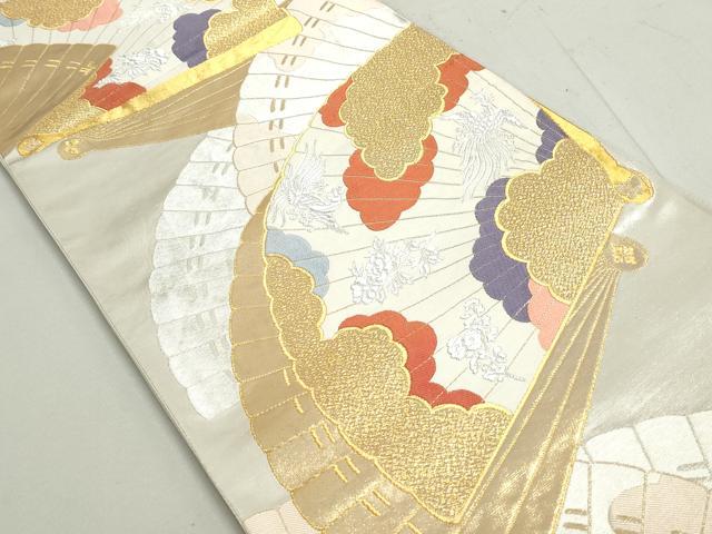 平和屋着物◎六通柄袋帯 扇面鳳凰文 金銀糸 正絹 逸品 DAAY4753qa