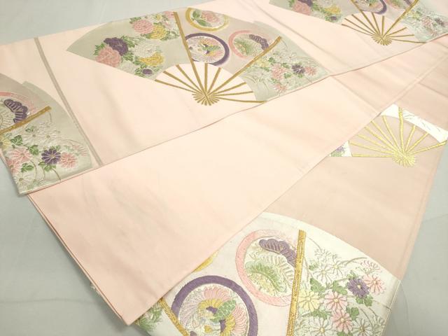 平和屋着物◎六通柄袋帯 唐織 扇面鳳凰花丸文 金銀糸 正絹 逸品 DAAY4770qa