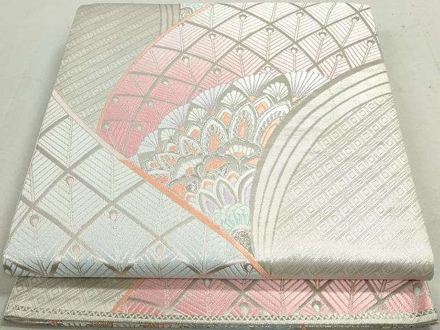 平和屋着物◎六通柄袋帯 唐織 孔雀羽文 銀糸 正絹 逸品 DAAY4773qa