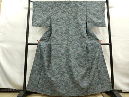 平和屋着物■上質な紬　笹葉文　正絹　逸品　DAAY4886qa