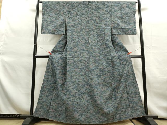 平和屋着物■上質な紬　笹葉文　正絹　逸品　DAAY4886qa