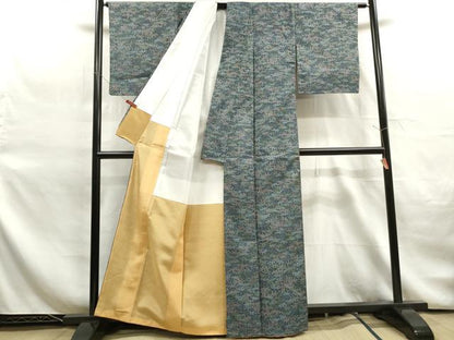平和屋着物■上質な紬　笹葉文　正絹　逸品　DAAY4886qa