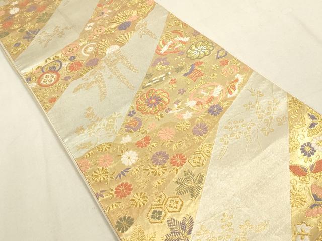 平和屋着物◎六通柄袋帯　唐織　吉祥鳳凰花文　金銀糸　正絹　逸品　DAAY4913qa
