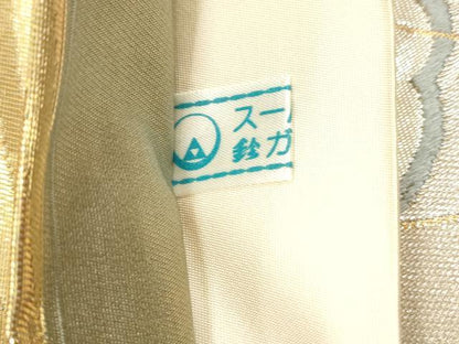 平和屋着物◎六通柄袋帯　唐織　扇面舞桜文　金銀糸　鈴乃屋扱い　正絹　逸品　DAAY4954qa