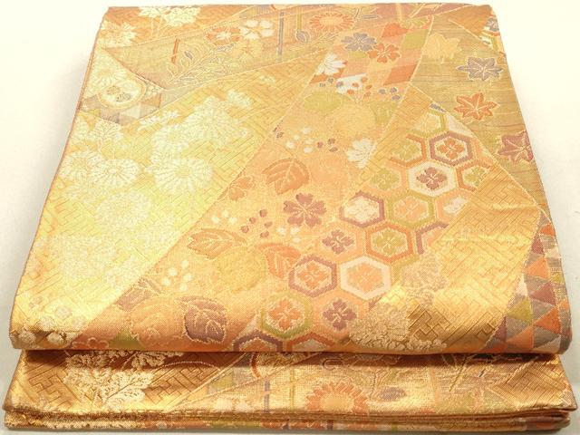 平和屋着物◎六通柄袋帯　能衣　曜光逍遥文様　金糸　正絹　逸品　DAAY4956qa