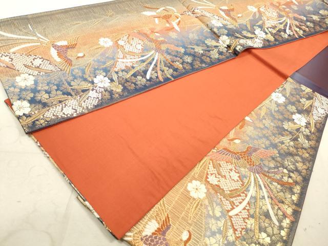 平和屋着物◎六通柄袋帯 唐織 鳳凰花文 金糸 正絹 逸品 DAAY4958qa