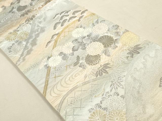 平和屋着物◎六通柄袋帯 枝松花文 金銀糸 正絹 逸品 DAAY4972qa