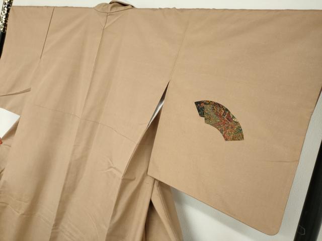 平和屋着物●訪問着 紬地 切嵌 地紙更紗草花文 正絹 逸品 DAAY5013ud