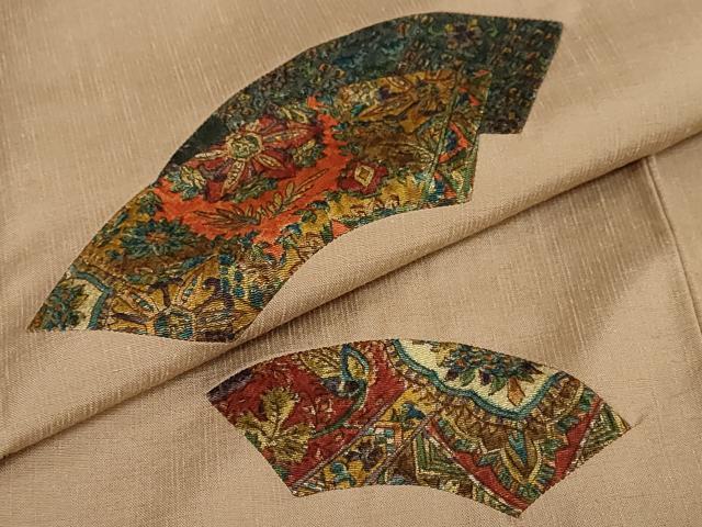 平和屋着物●訪問着 紬地 切嵌 地紙更紗草花文 正絹 逸品 DAAY5013ud