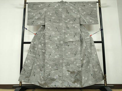 平和屋着物●上質な紬　絣文様　正絹　逸品　DAAY5016ud