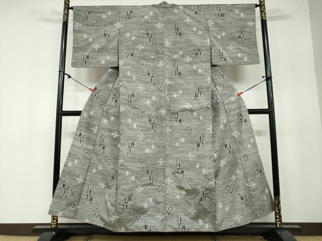 平和屋着物●上質な紬　絣文様　正絹　逸品　DAAY5016ud