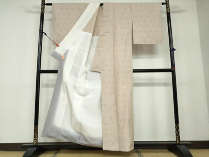 平和屋着物●上質な紬　箔散らし文　背抜き仕立て　正絹　逸品　DAAY5019ud