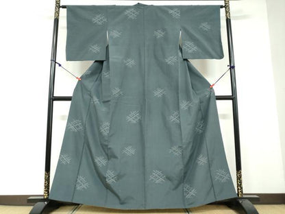 平和屋着物●上質な紬　100亀甲　抽象文様　正絹　逸品　DAAY5023ud