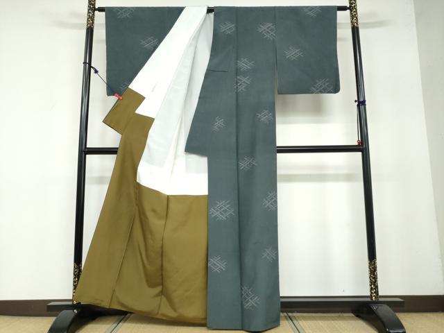 平和屋着物●上質な紬　100亀甲　抽象文様　正絹　逸品　DAAY5023ud
