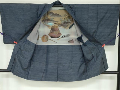 平和屋着物●男性　本場大島紬　アンサンブル　抽象文様　正絹　逸品　DAAY5028ud