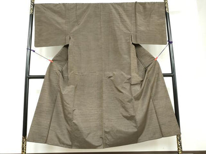 平和屋着物●男性 髭紬 長羽織セット 国防色 正絹 逸品 DAAY5030ud