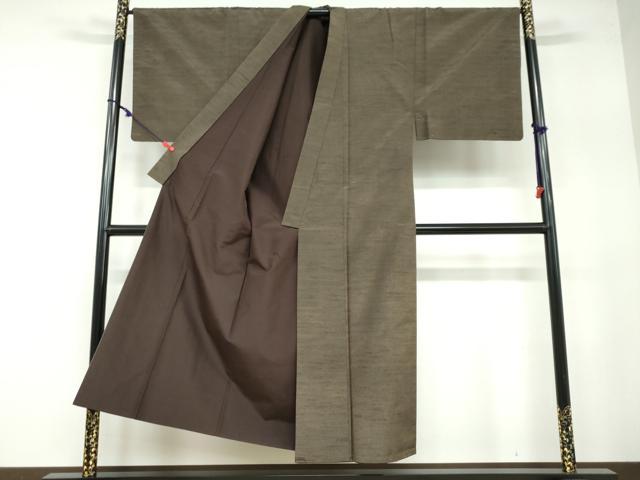 平和屋着物●男性 髭紬 長羽織セット 国防色 正絹 逸品 DAAY5030ud