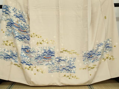 平和屋着物●本加賀友禅作家　金津五雄　色留袖　風景草花文　正絹　逸品　DAAY5031ud