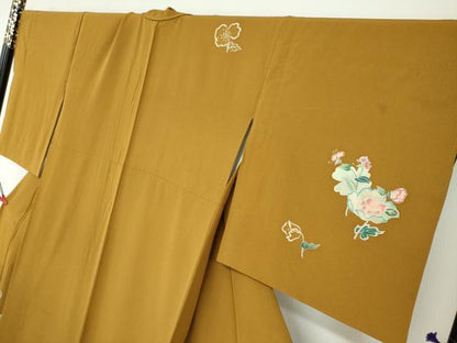平和屋着物●訪問着　作家物　草花文　金彩　正絹　逸品　DAAY5040ud