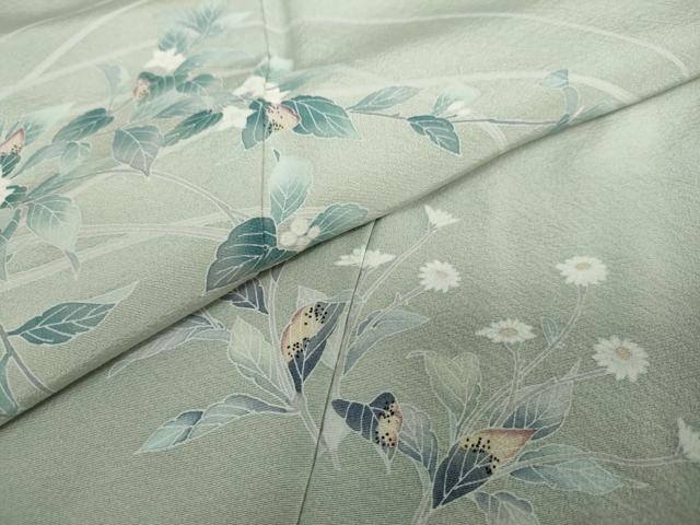 平和屋着物●訪問着　友禅　作家物　草花文　暈し染め　鈴乃屋扱い　正絹　逸品　DAAY5051ud