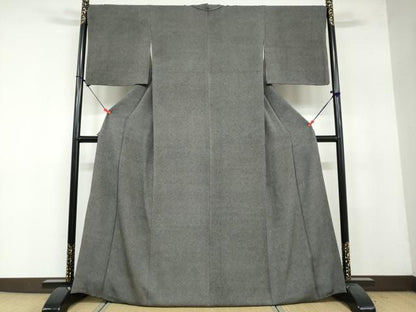 平和屋着物●江戸小紋 飯島輝也 鮫小紋柄 黒地 正絹 逸品 DAAY5057ud