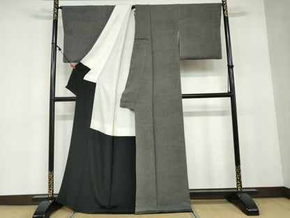 平和屋着物●江戸小紋 飯島輝也 鮫小紋柄 黒地 正絹 逸品 DAAY5057ud