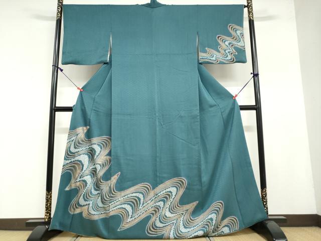 平和屋着物●訪問着 絞り 抽象文様 金彩 正絹 逸品 DAAY5061ud