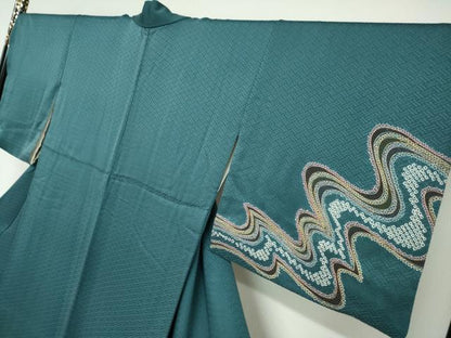 平和屋着物●訪問着 絞り 抽象文様 金彩 正絹 逸品 DAAY5061ud