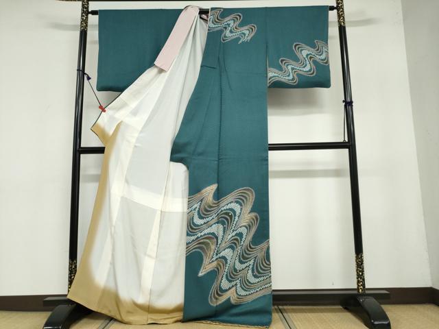 平和屋着物●訪問着 絞り 抽象文様 金彩 正絹 逸品 DAAY5061ud