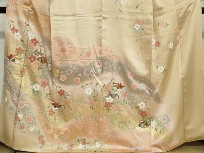 平和屋着物●訪問着 駒刺繍 流水鴛鴦草花文 暈し染め 金彩 正絹 逸品 DAAY5066ud