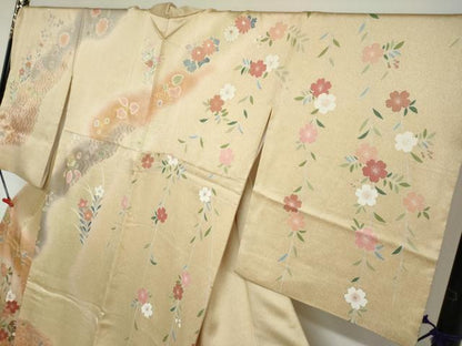 平和屋着物●訪問着 駒刺繍 流水鴛鴦草花文 暈し染め 金彩 正絹 逸品 DAAY5066ud
