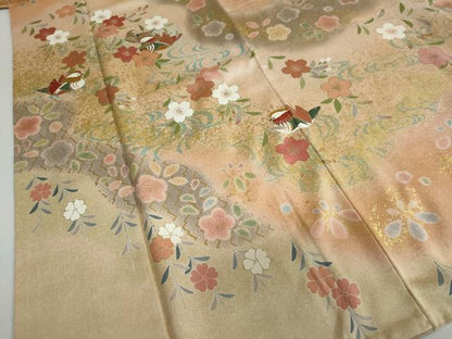 平和屋着物●訪問着 駒刺繍 流水鴛鴦草花文 暈し染め 金彩 正絹 逸品 DAAY5066ud