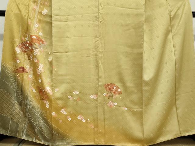 平和屋着物●訪問着　駒刺繍　扇面草花文　暈し染め　金彩　やまと誂製　正絹　逸品　DAAY5067ud