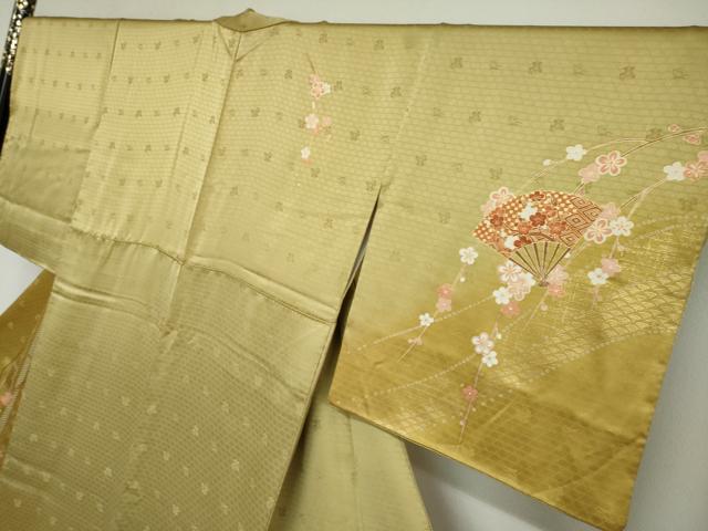 平和屋着物●訪問着　駒刺繍　扇面草花文　暈し染め　金彩　やまと誂製　正絹　逸品　DAAY5067ud