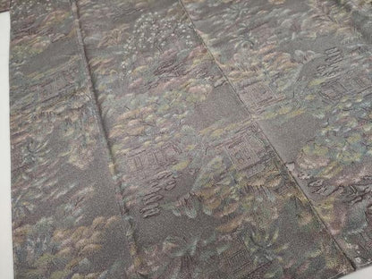 平和屋着物●上質な小紋　枝垂れ花風景文　鬼しぼ縮緬　正絹　逸品　未使用　DAAY5091ud