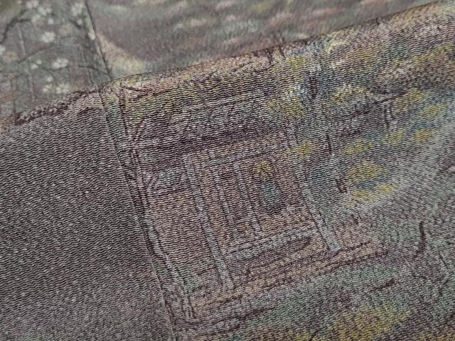 平和屋着物●上質な小紋　枝垂れ花風景文　鬼しぼ縮緬　正絹　逸品　未使用　DAAY5091ud
